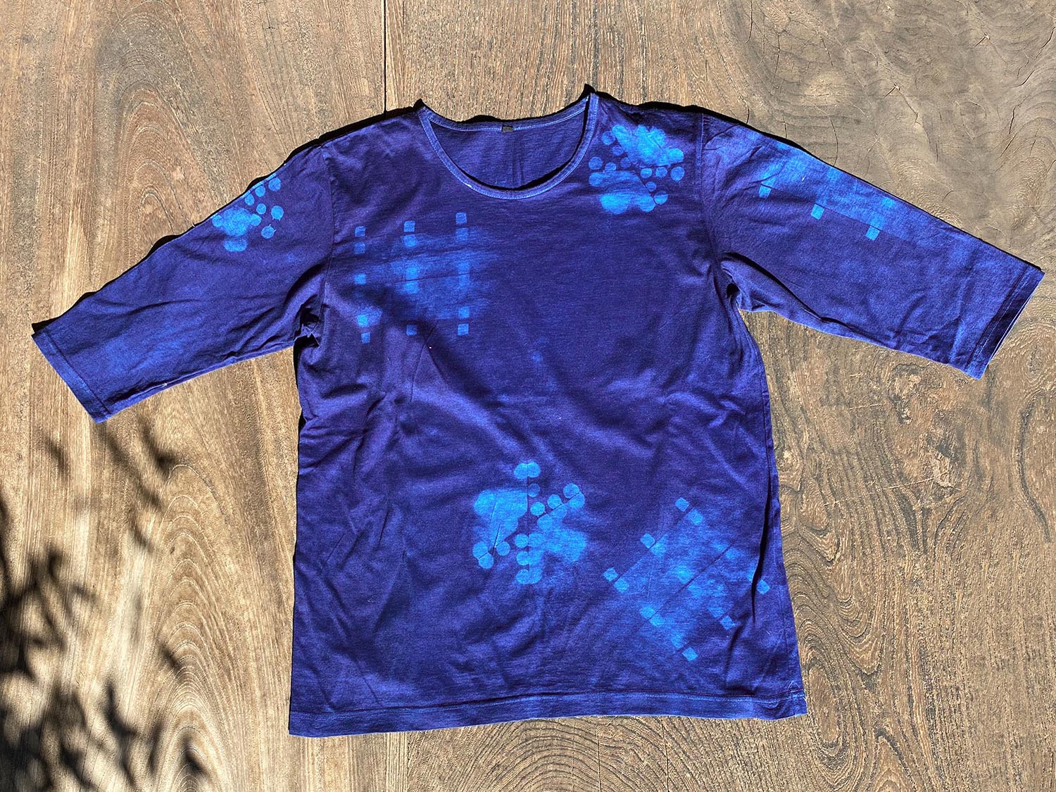 藍染め七分袖Tシャツ見本２