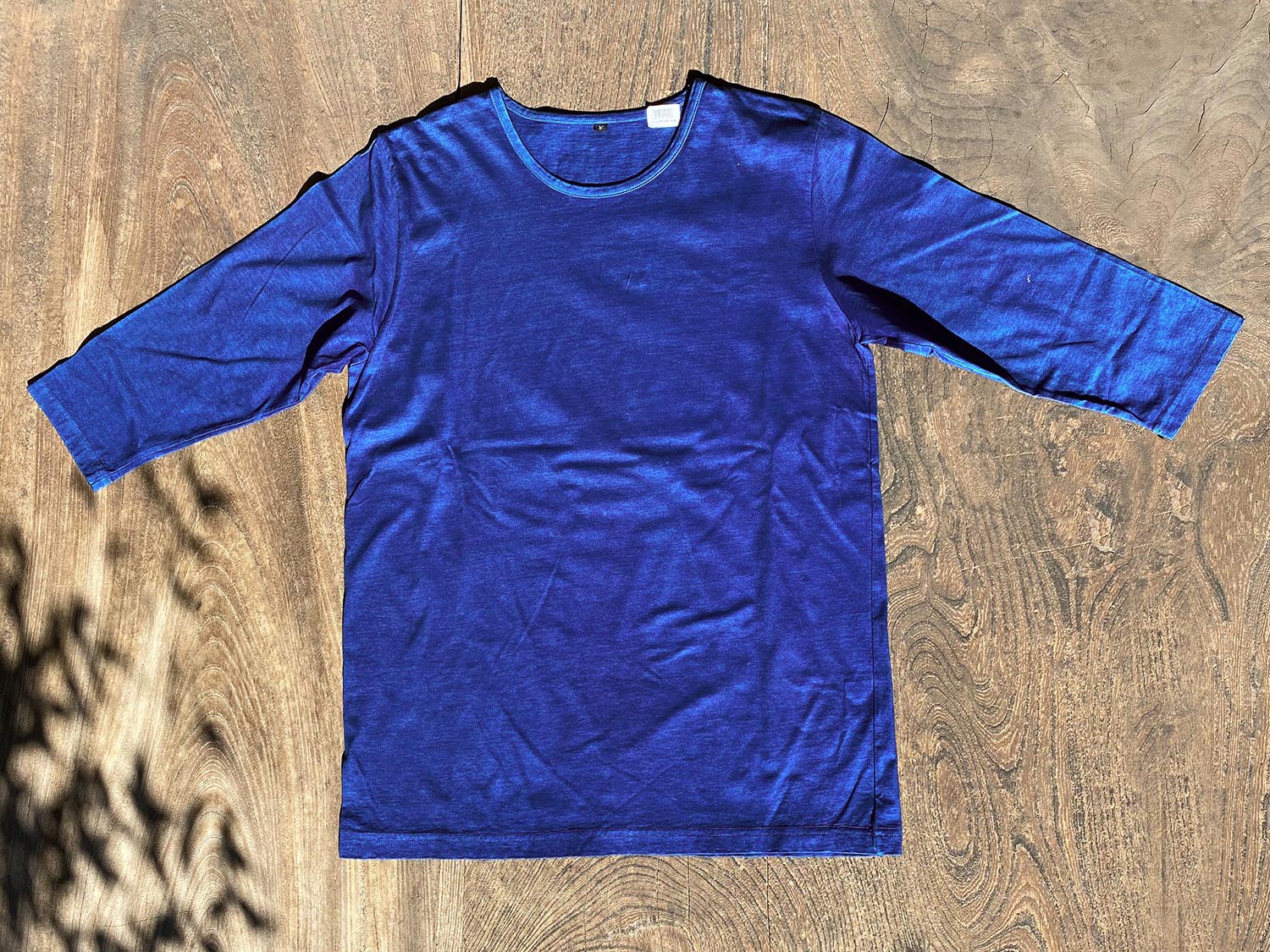 藍染め七分袖Tシャツ見本4